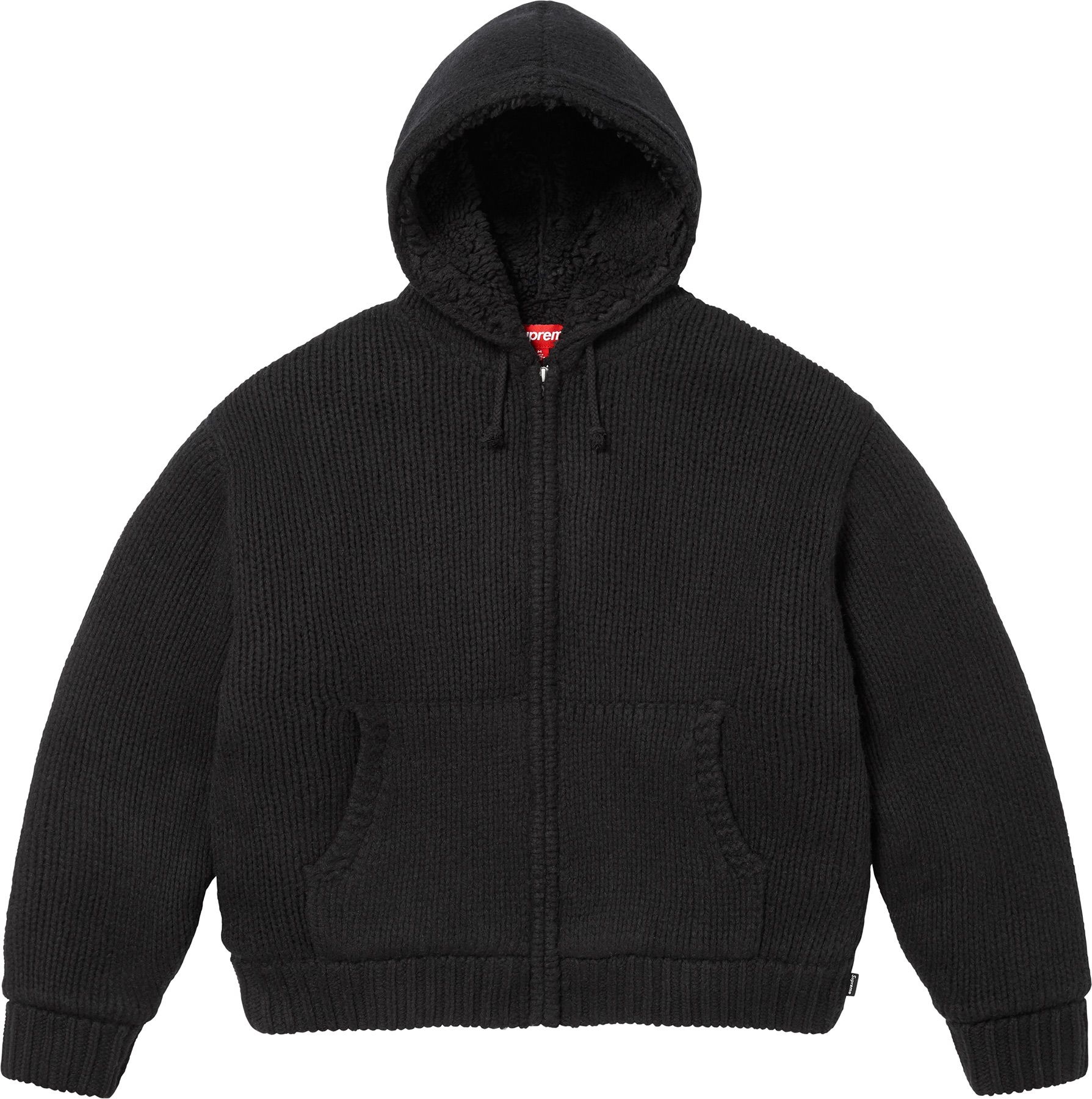Faux Shearling Lined Zip Up Hooded Sweater view 12